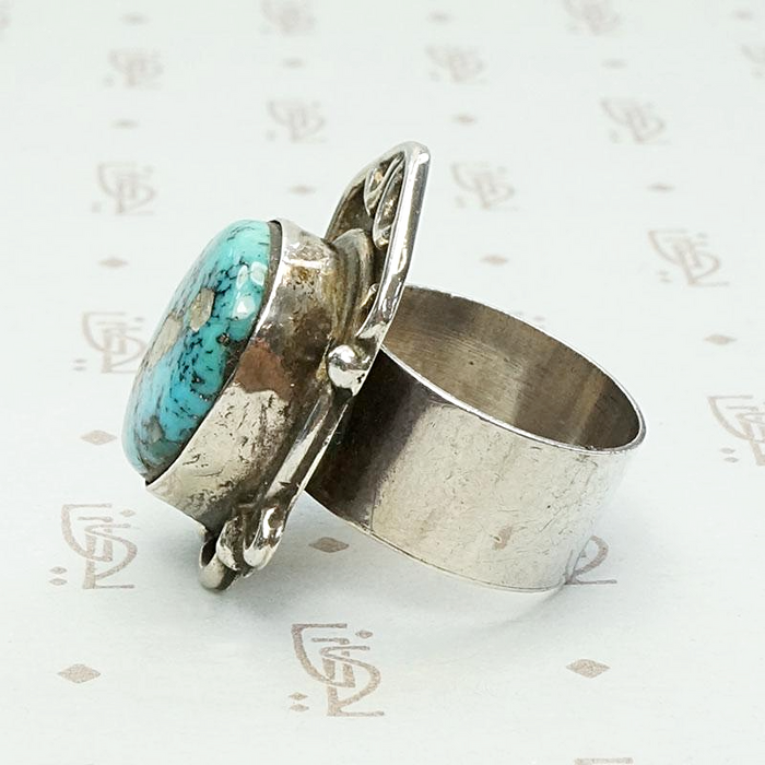 Asymmetric Turquoise Ring in Sterling Silver
