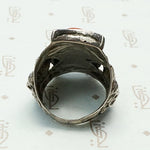 Repoussé Dragon Antique Tibetan Coral Ring