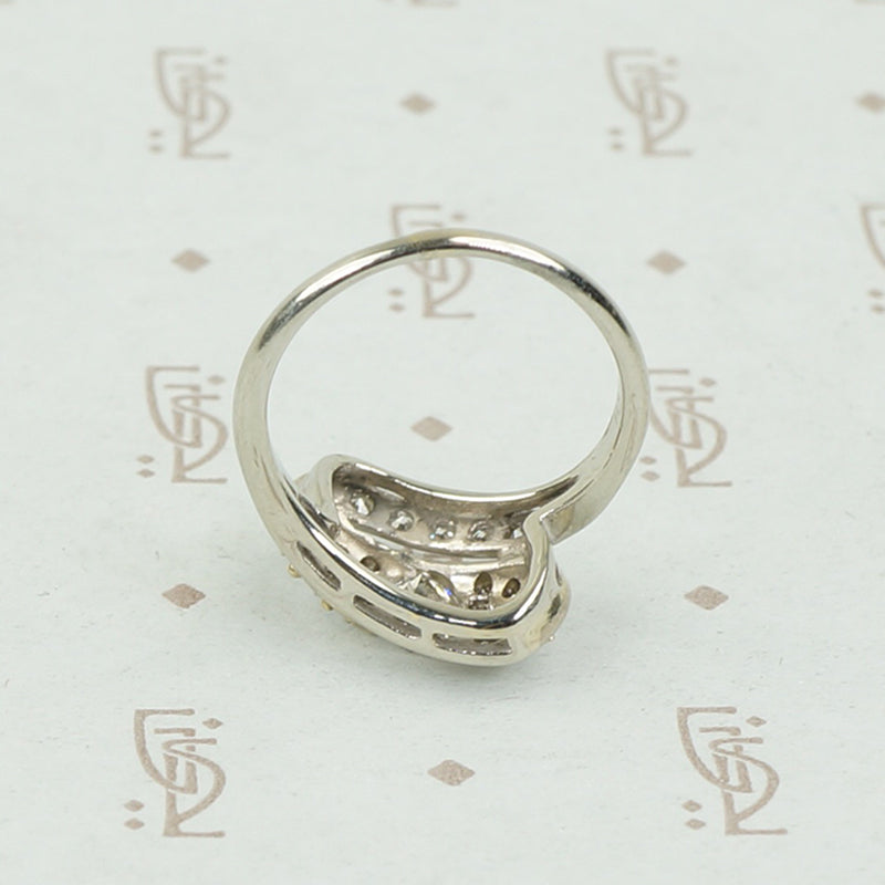 Diamond Swirl Cocktail Ring in White Gold
