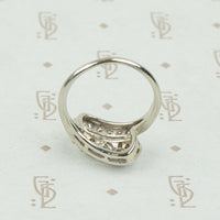 Diamond Swirl Cocktail Ring in White Gold