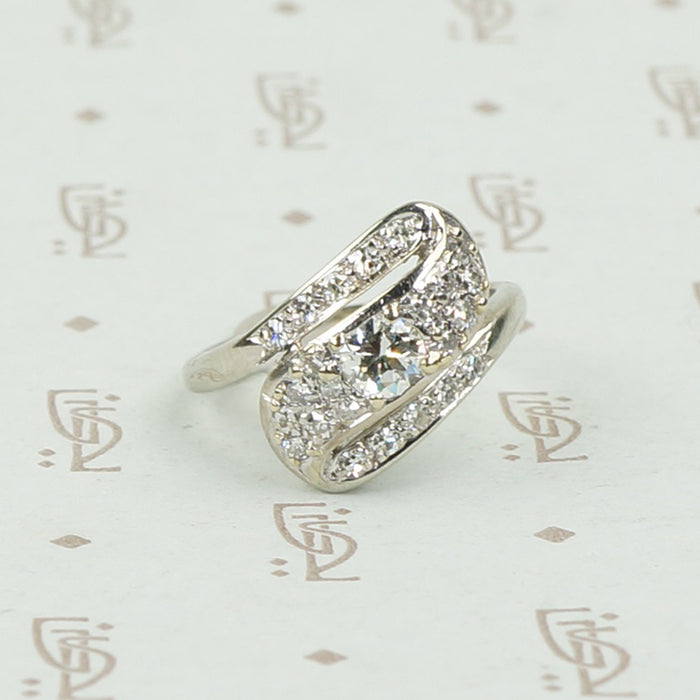 Diamond Swirl Cocktail Ring in White Gold