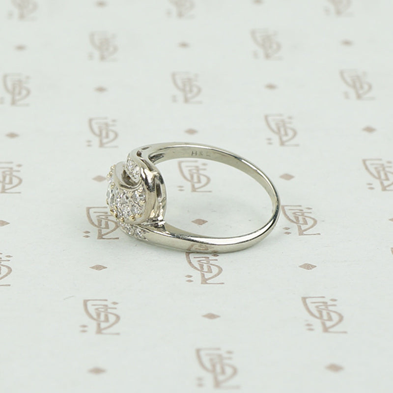 Diamond Swirl Cocktail Ring in White Gold