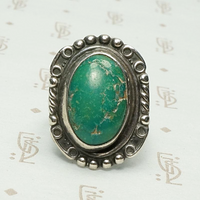 Beautiful Green Turquoise Ring with Rocker Designs