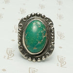 Beautiful Green Turquoise Ring with Rocker Designs