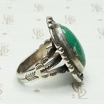 Beautiful Green Turquoise Ring with Rocker Designs
