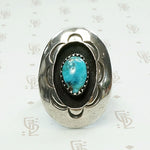 Hopi Sunrise Shadow Box Silver & Turquoise Ring