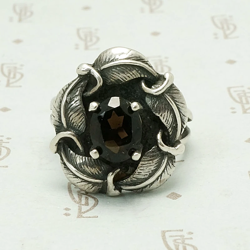 Silver Wreathed Smokey Quartz Ring