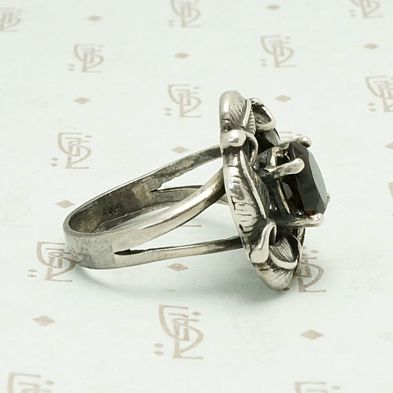 Silver Wreathed Smokey Quartz Ring
