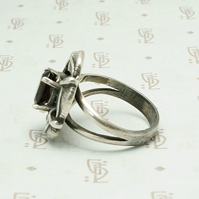 Silver Wreathed Smokey Quartz Ring