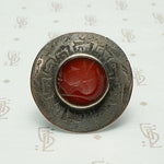 Roman Soldier Carnelian Intaglio Ring with Meander