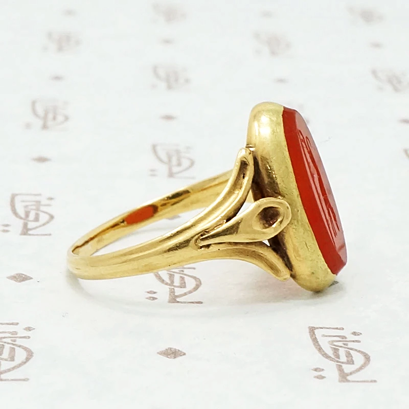 Antique Hunting Dog Intaglio 18k Gold Ring