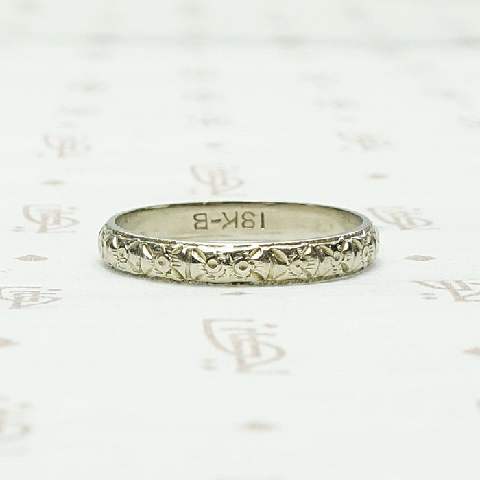 Ring of Flowers Art Deco Wedding Band