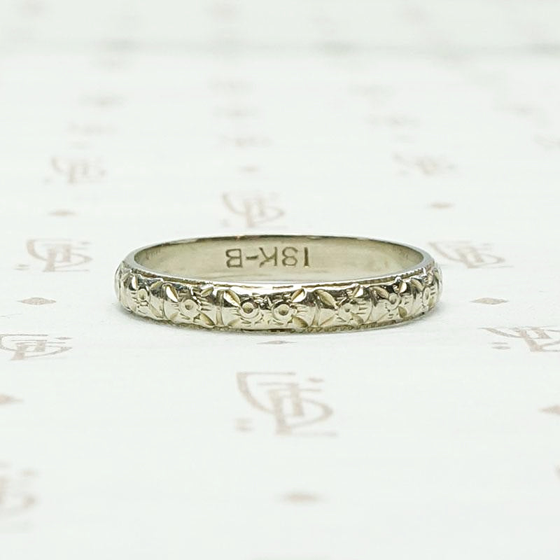 Ring of Flowers Art Deco Wedding Band
