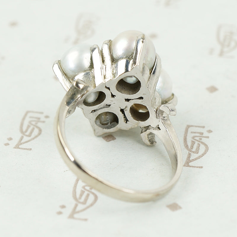 1960's Baroque Grey Pearl Cocktail Ring
