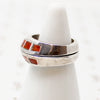 Stacking Silver Bands with Spiny Oyster Inlay