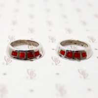 Stacking Silver Bands with Spiny Oyster Inlay