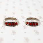 Stacking Silver Bands with Spiny Oyster Inlay