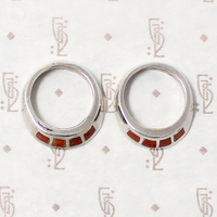 Stacking Silver Bands with Spiny Oyster Inlay