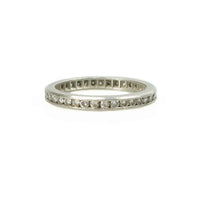 Early Platinum Diamond Eternity Band Engraved with an Arrow Design