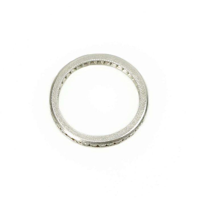 Early Platinum Diamond Eternity Band Engraved with an Arrow Design