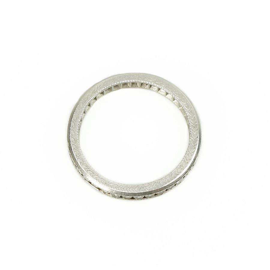 Early Platinum Diamond Eternity Band Engraved with an Arrow Design
