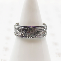 Art Nouveau Style Silver Chrysanthemum Band
