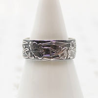 Art Nouveau Style Silver Chrysanthemum Band