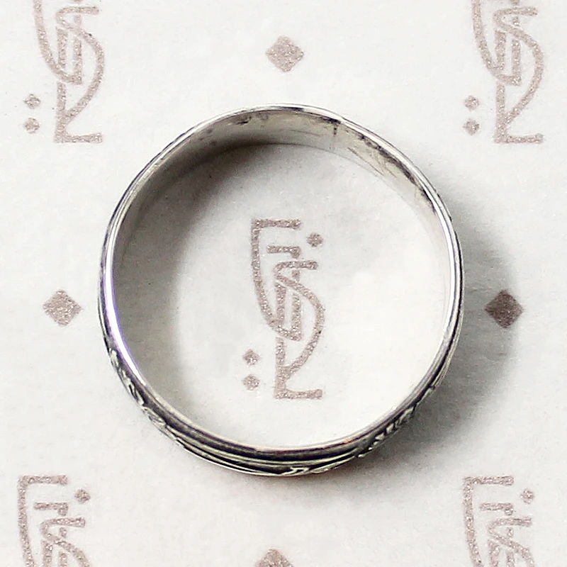 Art Nouveau Style Silver Chrysanthemum Band