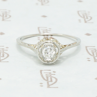 Petite Filigree Diamond Solitaire Ring