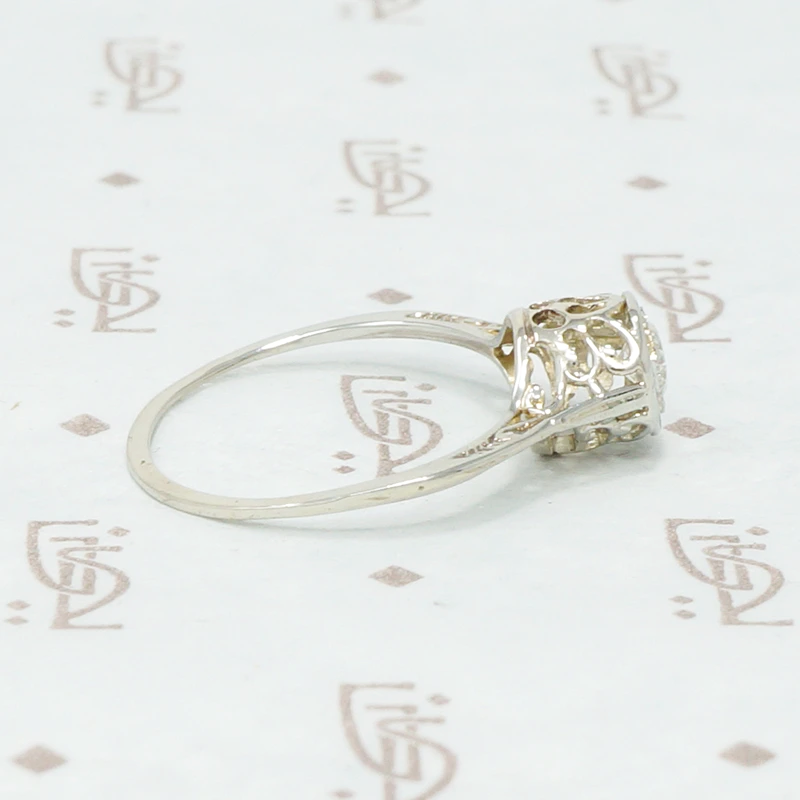 Petite Filigree Diamond Solitaire Ring
