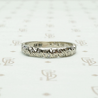Carved White Gold & Diamond English Wedding Band