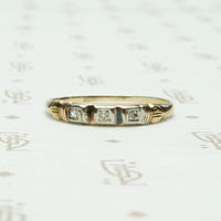 Geometric Art Deco Two Tone Gold & Diamond Band
