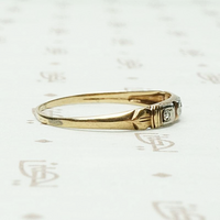 Geometric Art Deco Two Tone Gold & Diamond Band, side view