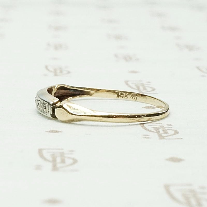 Rose Cut Diamond Deco Two Tone Band, side view