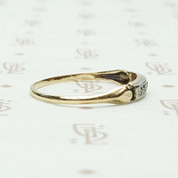 Rose Cut Diamond Deco Two Tone Band, side view