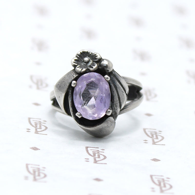Lilac Colored Amethyst in Silver Ring
