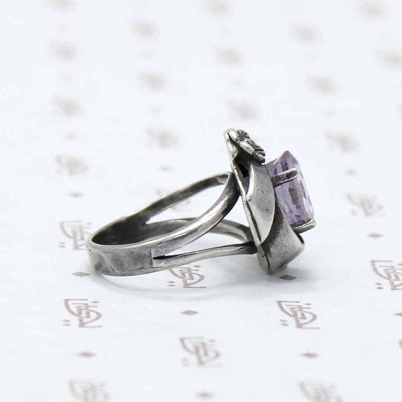 Lilac Colored Amethyst in Silver Ring