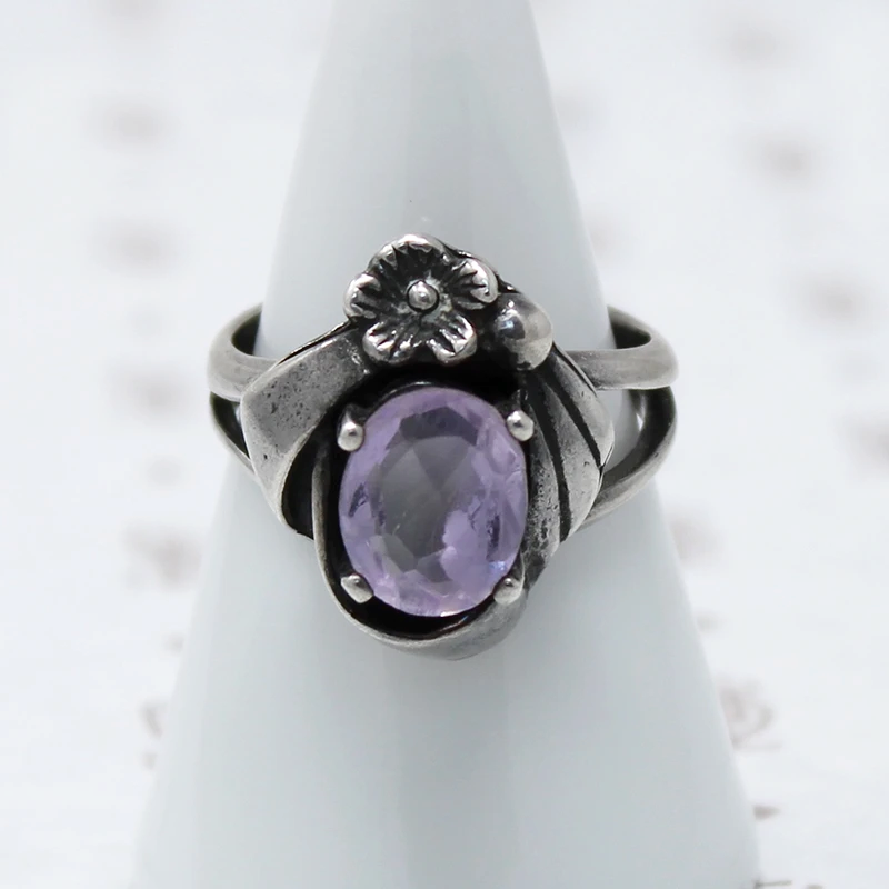 Lilac Colored Amethyst in Silver Ring