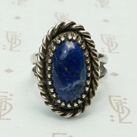 Heavy & Ornate Artisan Silver Ring with Lapis