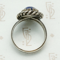 Heavy & Ornate Artisan Silver Ring with Lapis