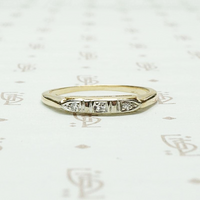 Vintage Three Diamond Band in Two Tone Gold