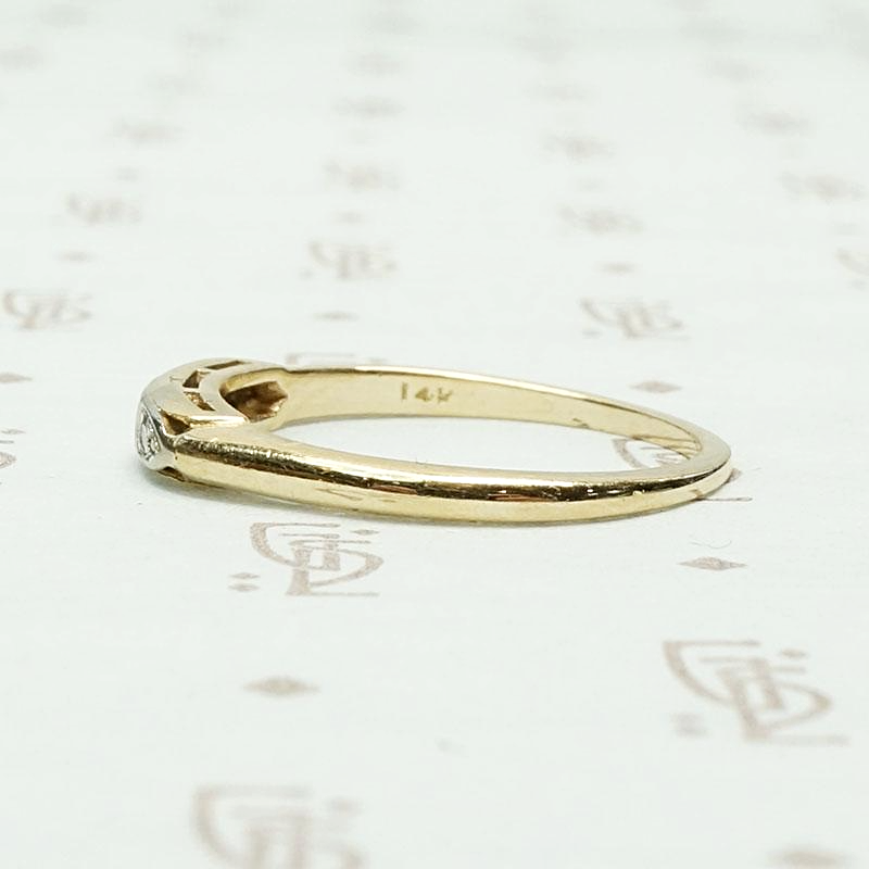 Vintage Three Diamond Band in Two Tone Gold, side view