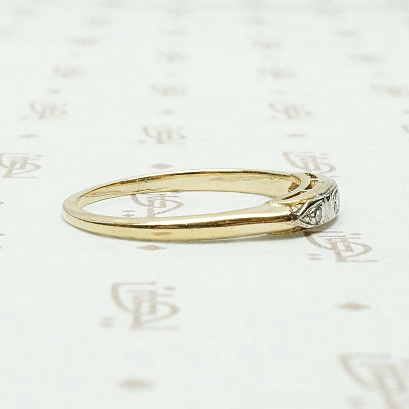 Vintage Three Diamond Band in Two Tone Gold, side view