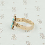 Victorian Pearl and Turquoise Ring in Rosy Gold