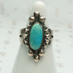 Elaborate Machine Made Turquoise & Silver Ring