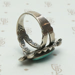 Elaborate Machine Made Turquoise & Silver Ring