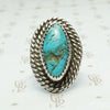 Navette Turquoise Ring with Double Rope Detail