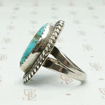 Navette Turquoise Ring with Double Rope Detail