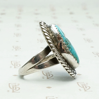 Navette Turquoise Ring with Double Rope Detail