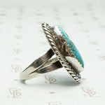 Navette Turquoise Ring with Double Rope Detail